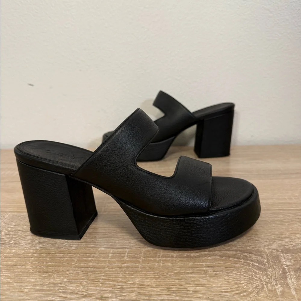 Marsèll Palbo' grained‎ leather black chunky heel sandals women’s Sz 39/9